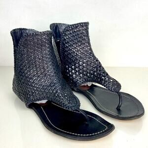 FRANCESCO MORICHETTI Leather Open Weave Ankle Sandals - Size 38